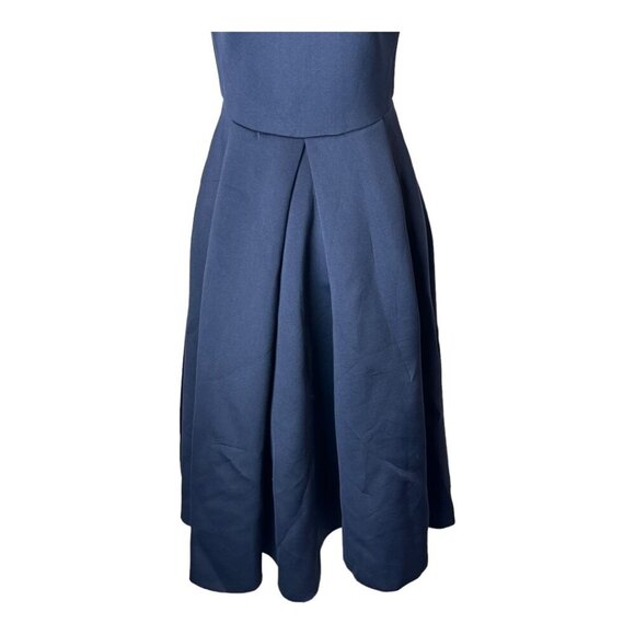 Slate & Willow Dress Women Medium Navy Blue Scuba Knit Pleated Party Fla… - Picture 6 of 12